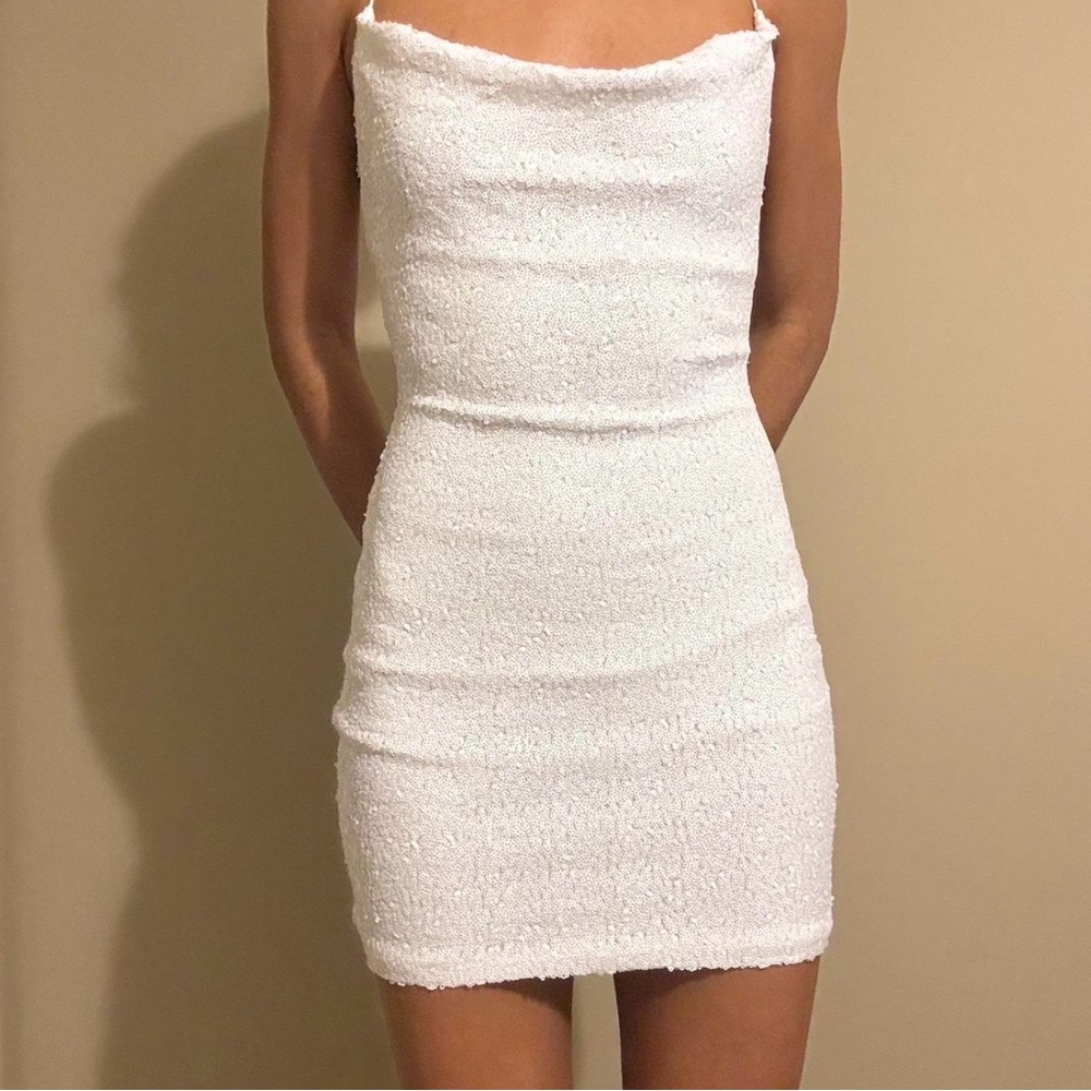 White sparkly mini dress